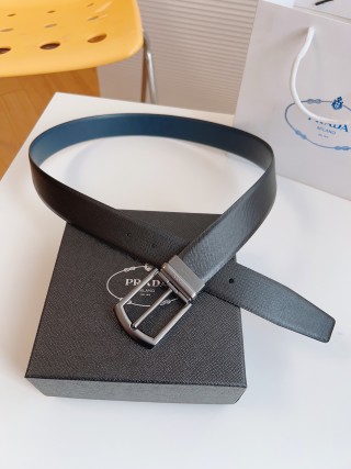 Prada Black Leather Business Belt 35mm view 5