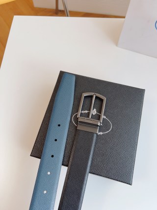 Prada Black Leather Business Belt 35mm view 6