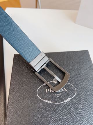 Prada Black Leather Business Belt 35mm view 9