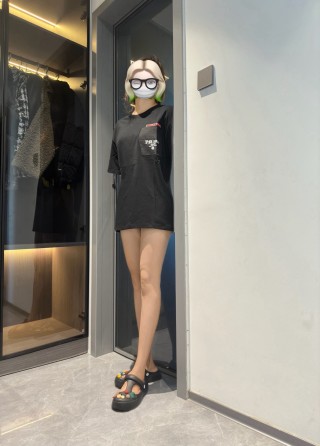 Prada Black Logo T-Shirt Dress view 2