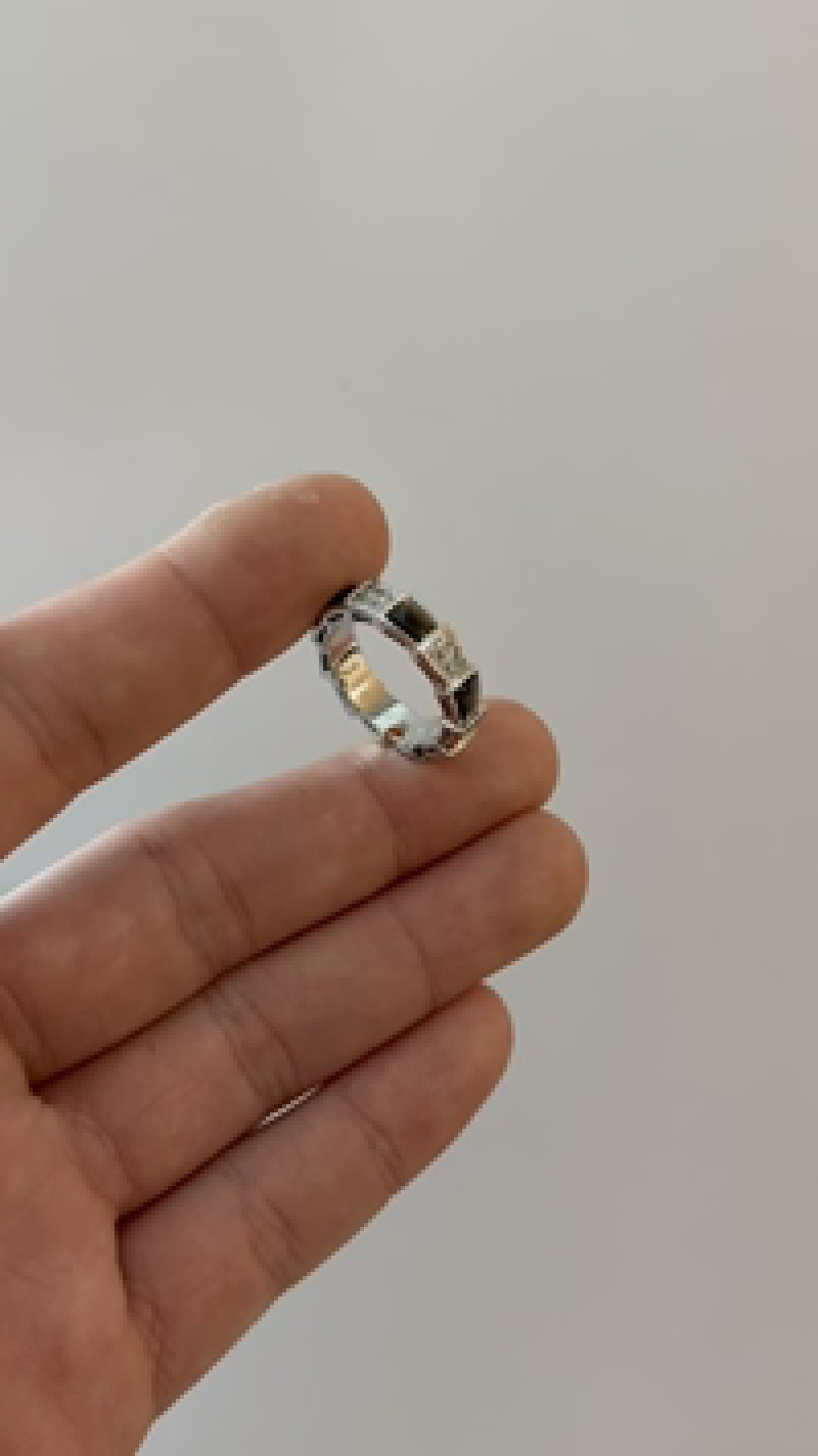 Silver & Gold Tone Geometric Statement Ring