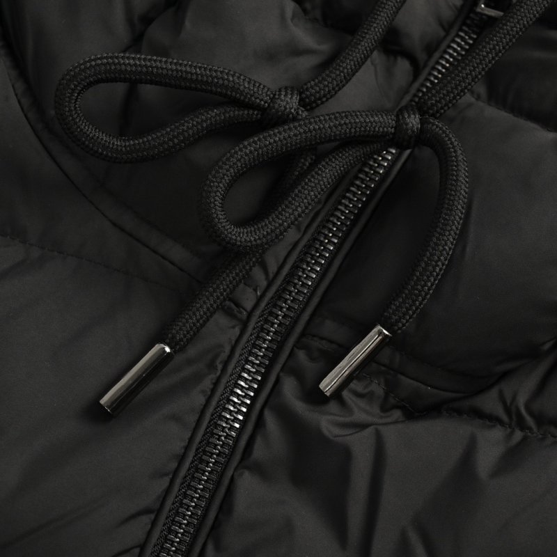 Black Quilted Puffer Down Jacket – Mid-Length Winter Coat view