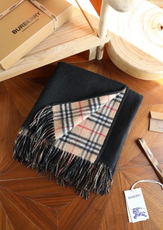 Burberry Check Cashmere Cape Shawl Black & Camel view 2