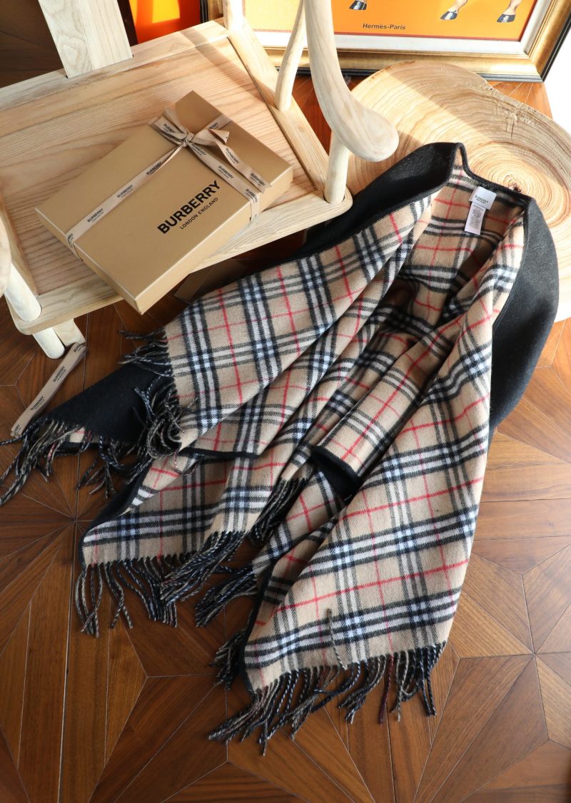 Burberry Check Cashmere Cape Shawl Black & Camel view