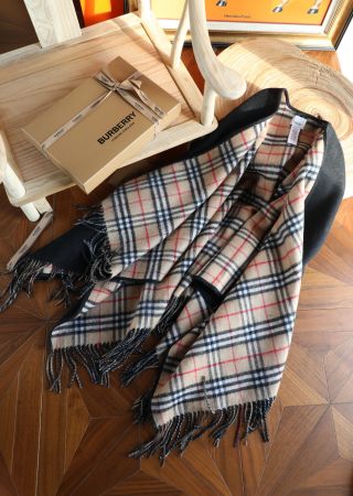 Burberry Check Cashmere Cape Shawl Black & Camel view 7