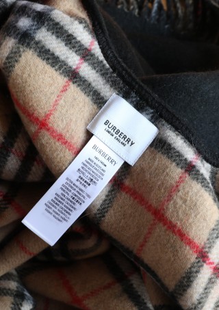 Burberry Check Cashmere Cape Shawl Black & Camel view 8