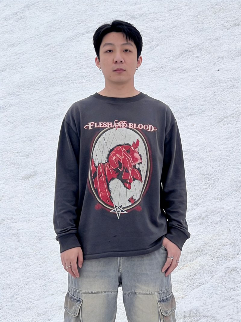 Flesh and Blood Graphic Long Sleeve T-Shirt Charcoal