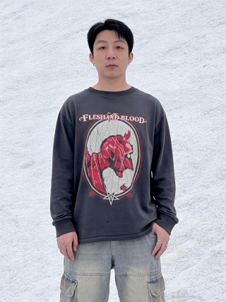 Flesh and Blood Graphic Long Sleeve T-Shirt Charcoal