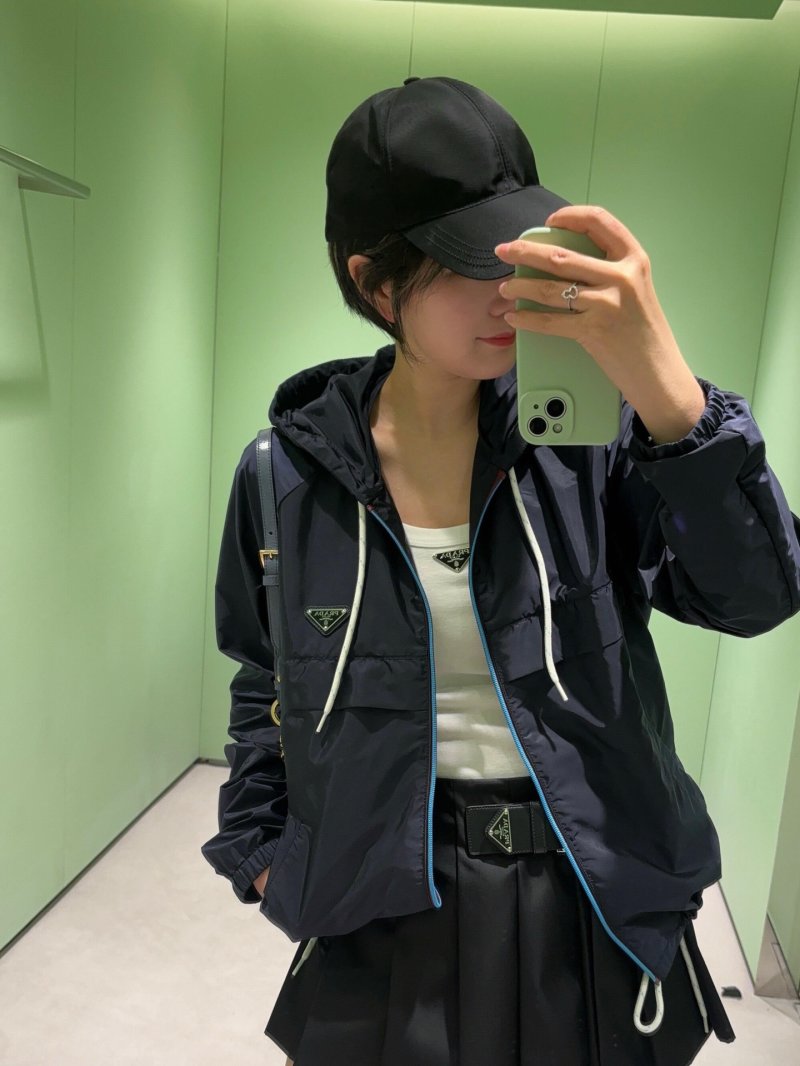 Prada Black Nylon Hooded Windbreaker Jacket view