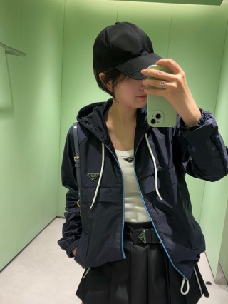 Prada Black Nylon Hooded Windbreaker Jacket view 3