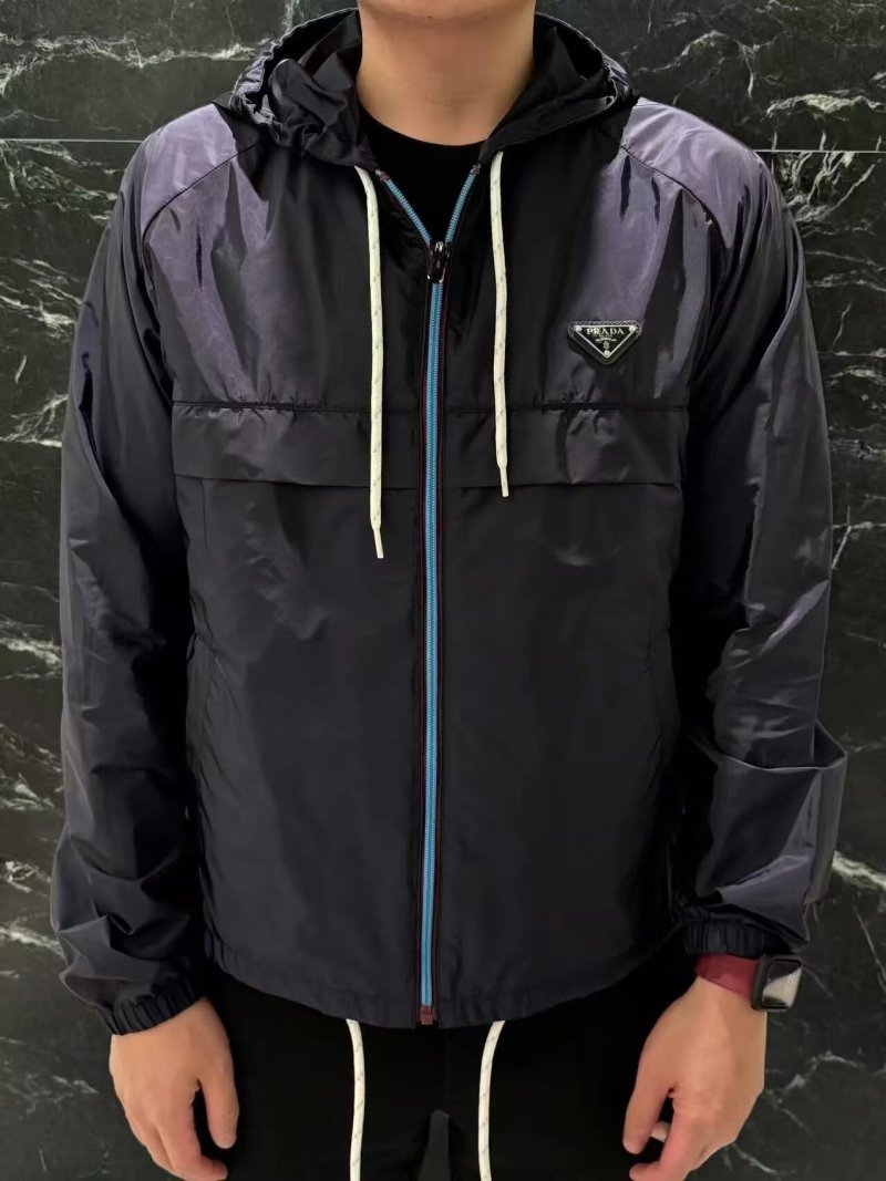 Prada Black Nylon Hooded Windbreaker Jacket view
