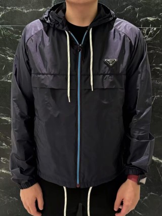 Prada Black Nylon Hooded Windbreaker Jacket view 6