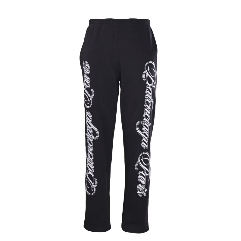 Black Wide-Leg Jeans with Ornamental White Side Print view