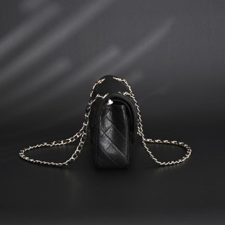 Chanel Classic Flap CF25 Black Caviar Leather Silver Hardware Shoulder Bag view 3