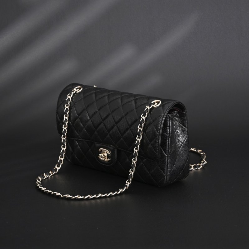 Chanel Classic Flap CF25 Black Caviar Leather Silver Hardware Shoulder Bag view