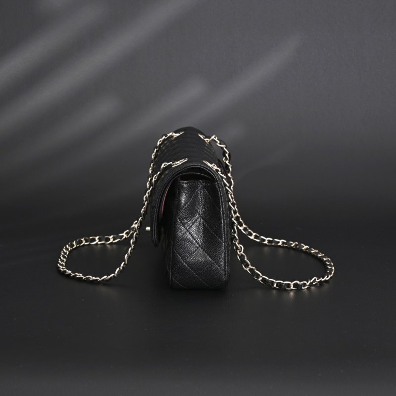 Chanel Classic Flap CF25 Black Caviar Leather Silver Hardware Shoulder Bag view