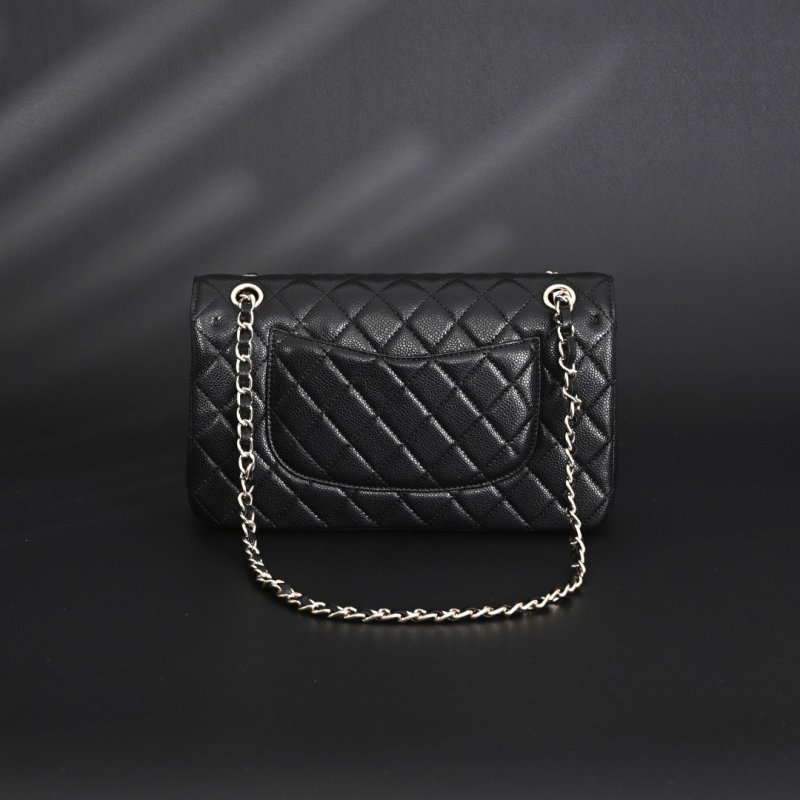 Chanel Classic Flap CF25 Black Caviar Leather Silver Hardware Shoulder Bag view