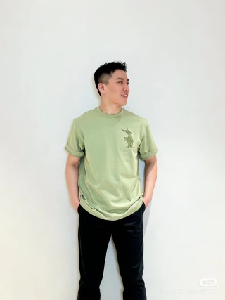 Sage Green Graphic Print Short Sleeve T-Shirt view 6