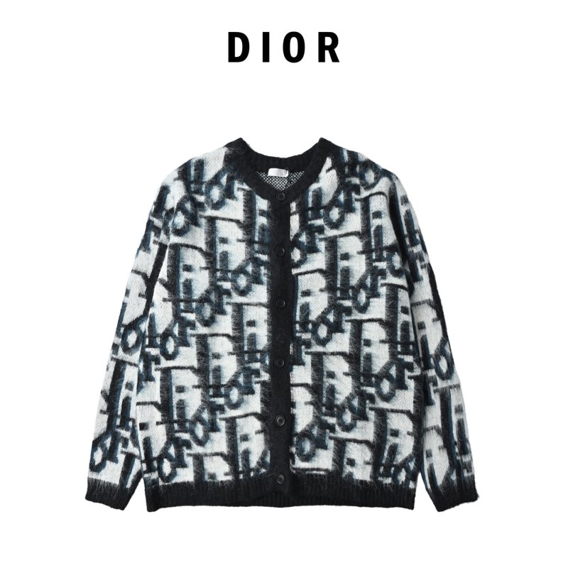 Dior Monogram Wool Blend Cardigan Black & Cream view