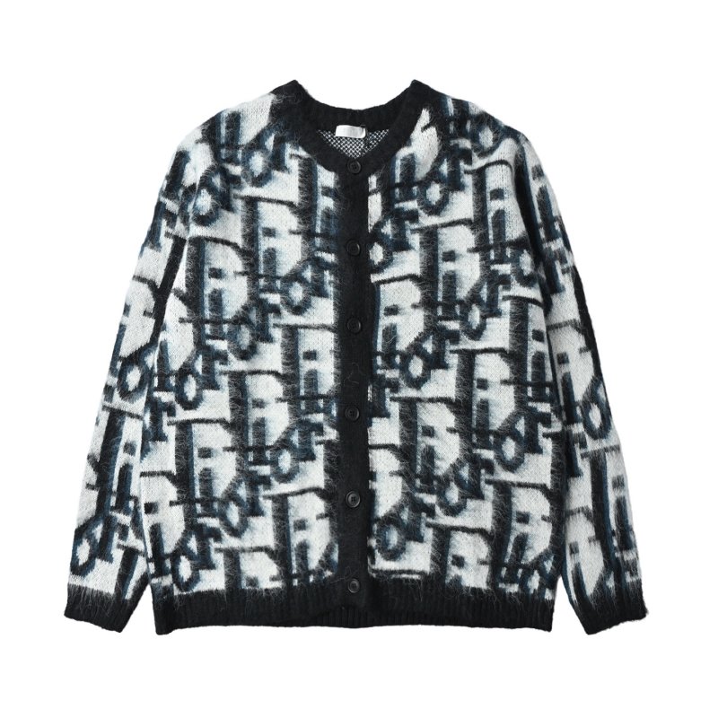 Dior Monogram Wool Blend Cardigan Black & Cream view