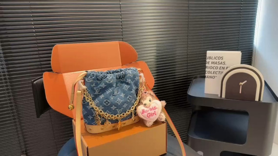 Louis Vuitton Denim Monogram Chain Shoulder Bag Blue