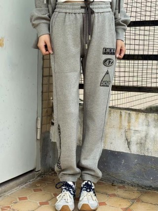 Dior Grey Joggers with Multi-Logo Print