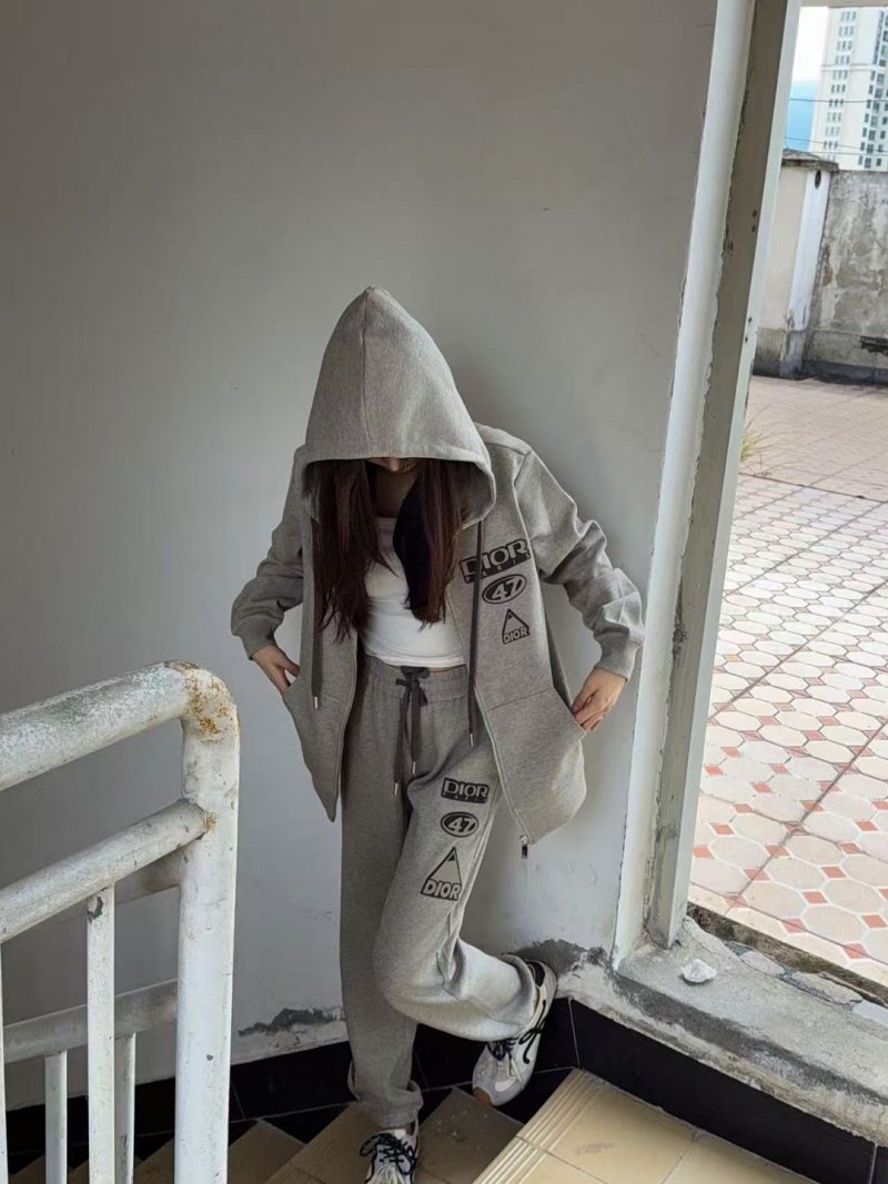 Dior Grey Joggers with Multi-Logo Print view