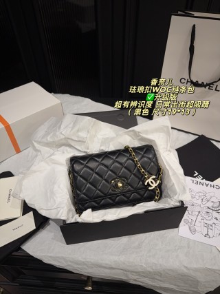 Chanel 24A Black Quilted WOC Shoulder Bag