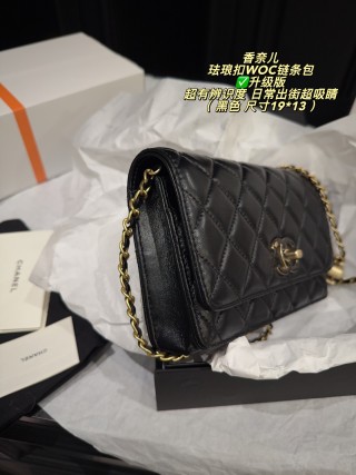 Chanel 24A Black Quilted WOC Shoulder Bag view 3