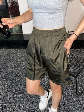 Olive Nylon Cargo Shorts with Drawstring view 7