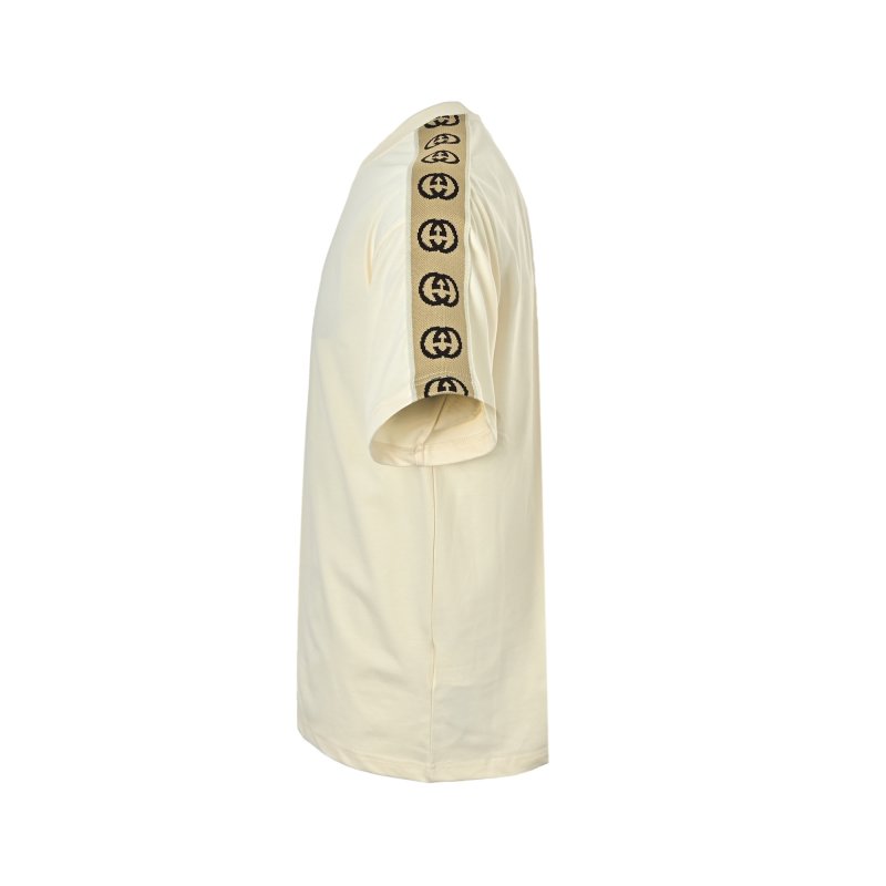 White Oversized Short Sleeve T-Shirt Dress with Gold Arm Stripe view