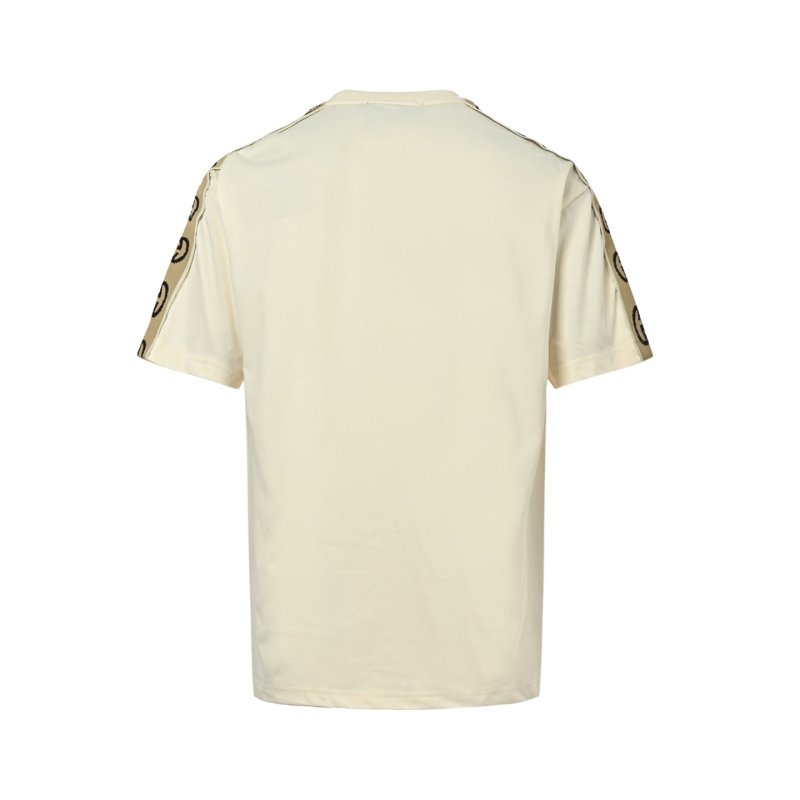 White Oversized Short Sleeve T-Shirt Dress with Gold Arm Stripe view