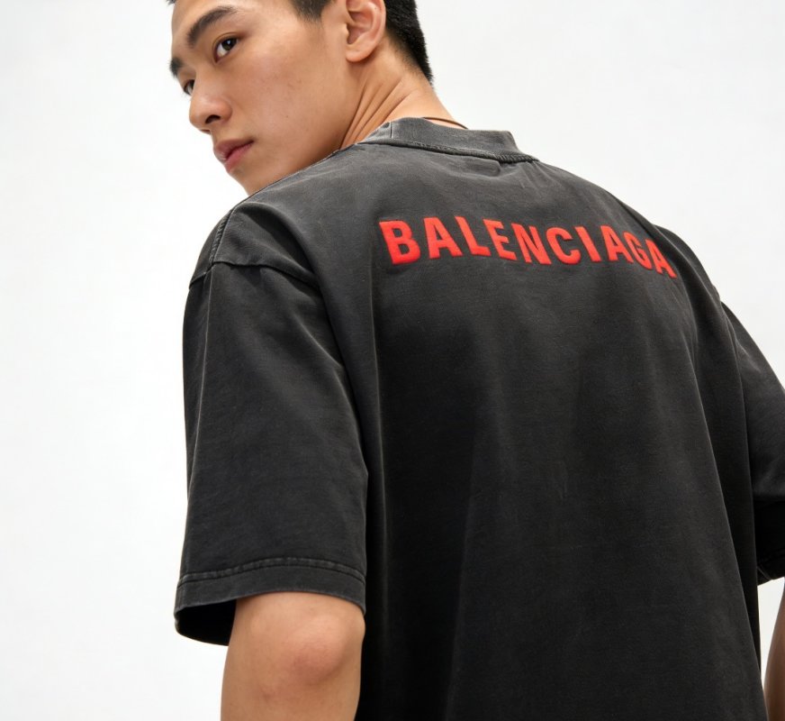 Balenciaga Black Red Logo T-Shirt