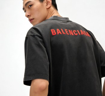 Balenciaga Black Red Logo T-Shirt