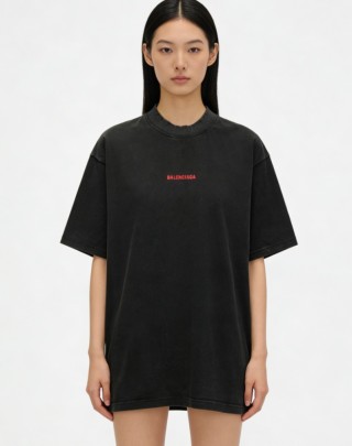 Balenciaga Black Red Logo T-Shirt view 2