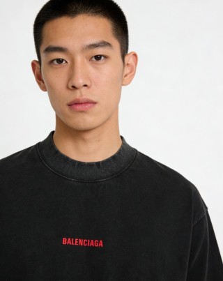 Balenciaga Black Red Logo T-Shirt view 3