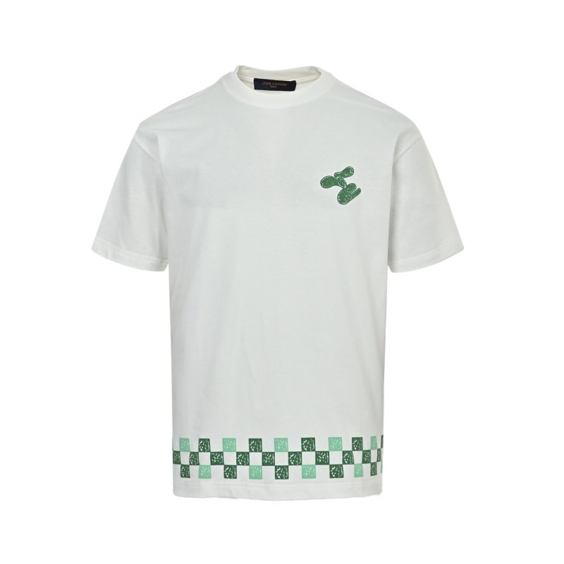 Cream Oversized T-Shirt with Green Checkered Print view