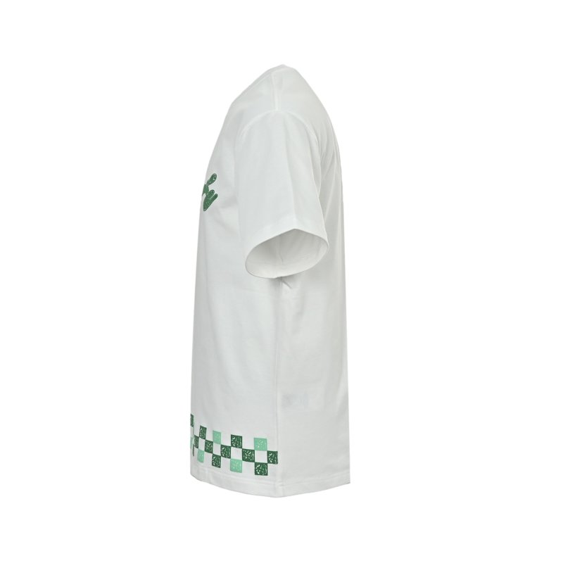 Cream Oversized T-Shirt with Green Checkered Print view