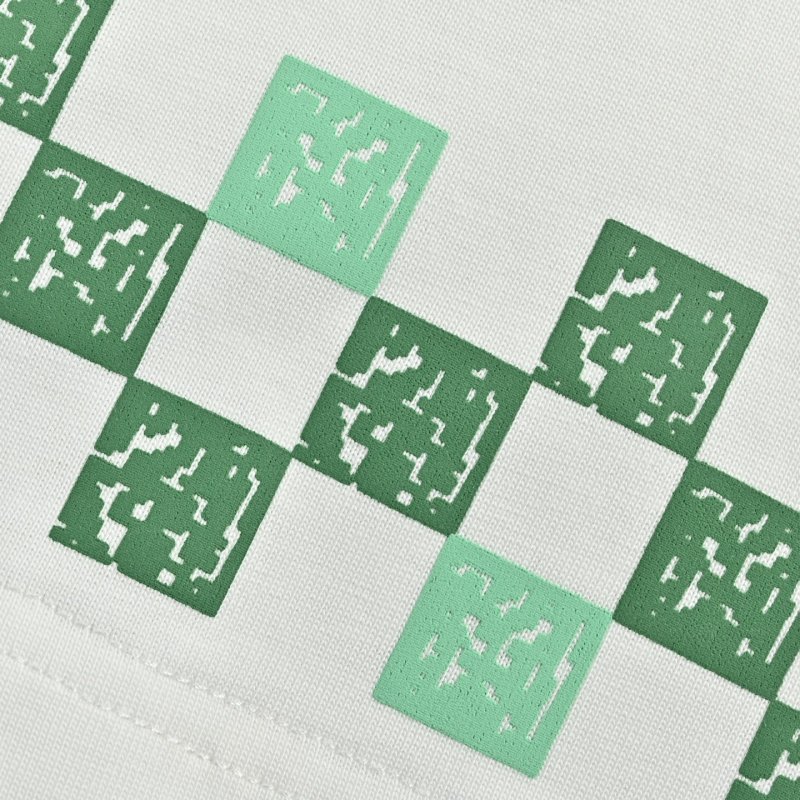 Cream Oversized T-Shirt with Green Checkered Print view