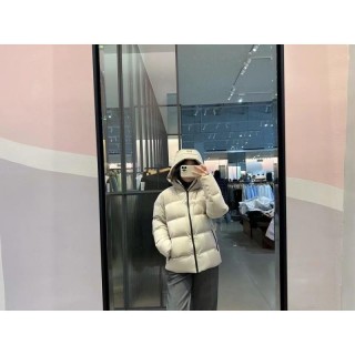 Cream Puffer Down Jacket - Cropped Fit