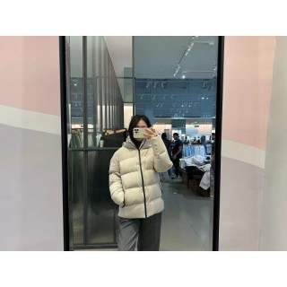 Cream Puffer Down Jacket - Cropped Fit view 2