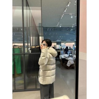 Cream Puffer Down Jacket - Cropped Fit view 3