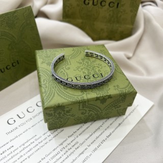 Gucci 925 Silver G Openwork Narrow Bangle Bracelet view 3