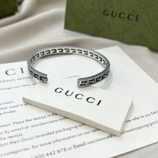 Gucci 925 Silver G Openwork Narrow Bangle Bracelet view 6