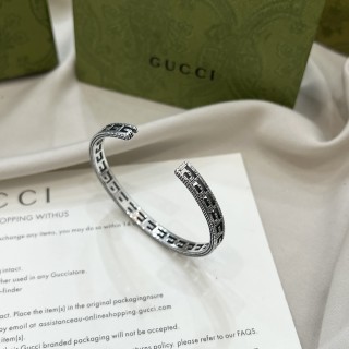 Gucci 925 Silver G Openwork Narrow Bangle Bracelet view 7