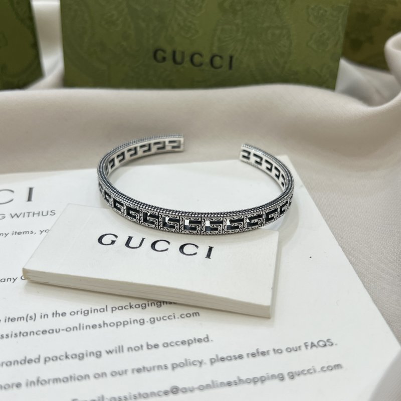 Gucci 925 Silver G Openwork Narrow Bangle Bracelet view