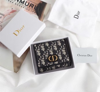 Dior CD Monogram Compact Wallet Black view 2