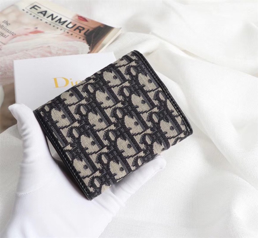 Dior CD Monogram Compact Wallet Black view