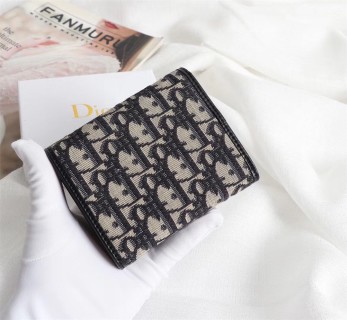 Dior CD Monogram Compact Wallet Black view 3