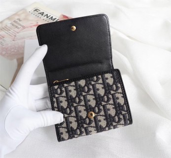 Dior CD Monogram Compact Wallet Black view 4